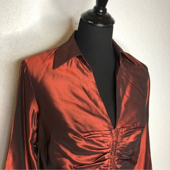 David Meister red bronze metallic formal top / jacket size 10 - Picture 3 of 16